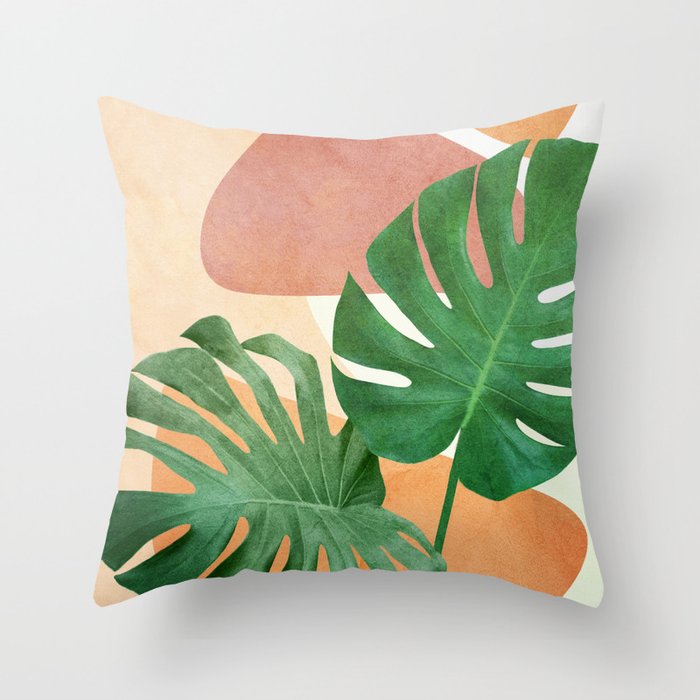 Monstera Leaves Throw Pillow Gallery Image 6