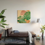 Monstera Leaves Wood Wall Art Gallery Image 2