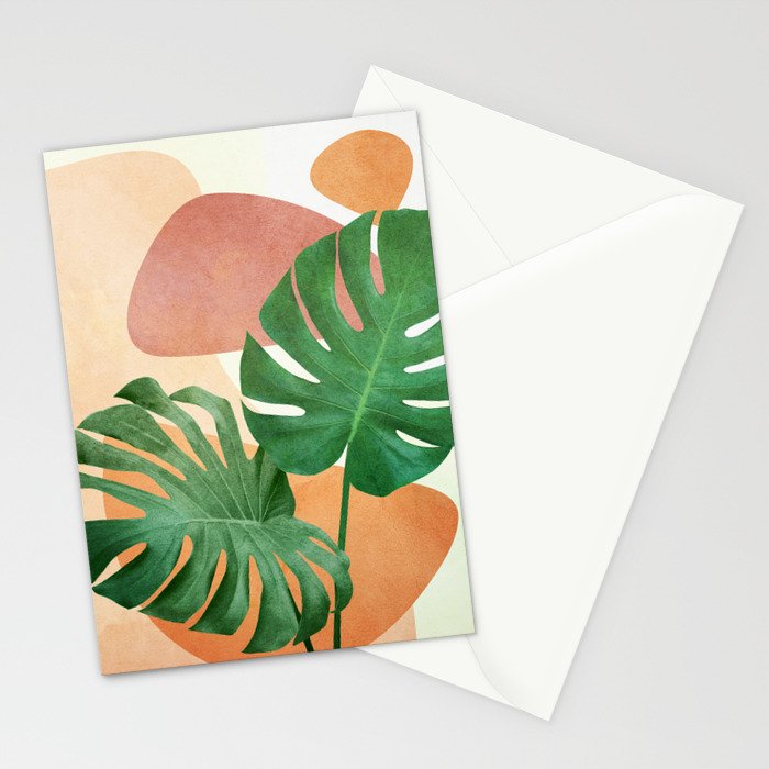 Monstera Leaves Stationery Card Gallery Image 2