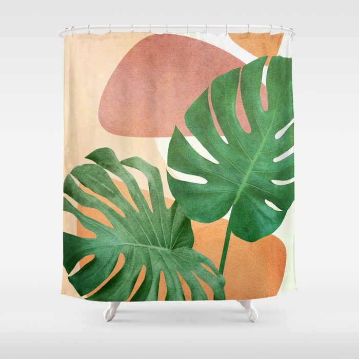Monstera Leaves Shower Curtain Gallery Image 1