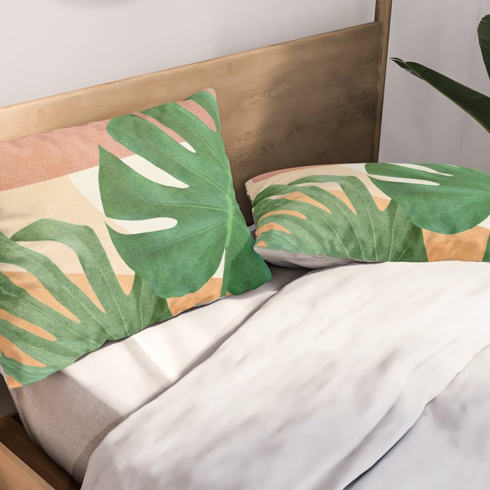Monstera Leaves Pillow Sham Gallery Image 2