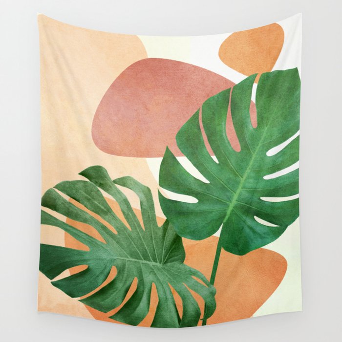 Monstera Leaves Wall Tapestry Gallery Image 1