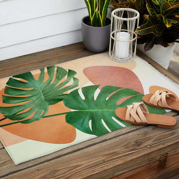 Monstera Leaves Outdoor Rug Gallery Image 2