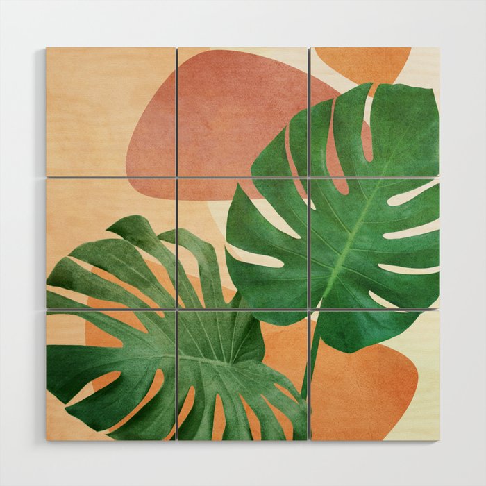 Monstera Leaves Wood Wall Art Gallery Image 1