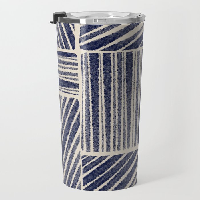 Navy Blue Striped Pattern #3 Travel Mug Gallery Image 3
