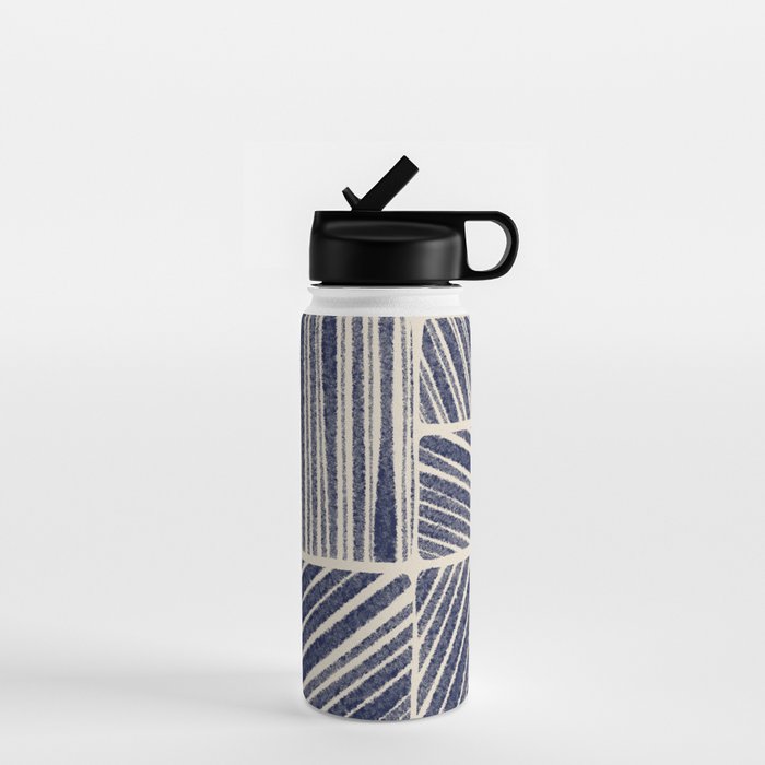 Navy Blue Striped Pattern #3 Water Bottle Gallery Image 1