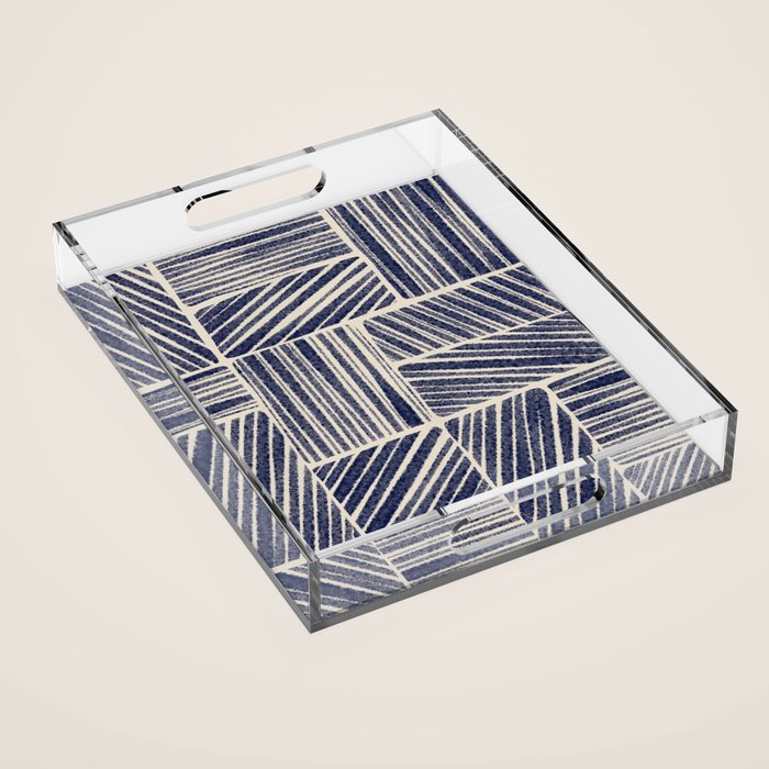 Navy Blue Striped Pattern #3 Acrylic Tray Gallery Image 1