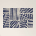 Navy Blue Striped Pattern #3 Welcome Mat Gallery Image 1