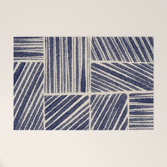 Navy Blue Striped Pattern #3 Welcome Mat Gallery Image 1
