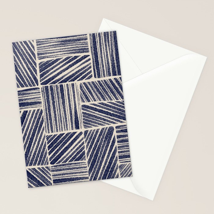 Navy Blue Striped Pattern #3 Stationery Card Gallery Image 2