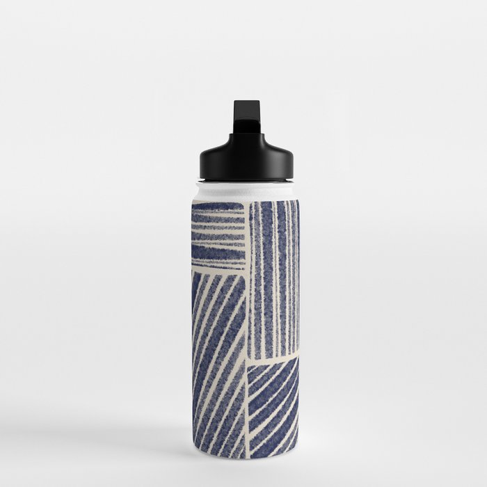 Navy Blue Striped Pattern #3 Water Bottle Gallery Image 3
