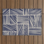 Navy Blue Striped Pattern #3 Outdoor Rug Gallery Image 1