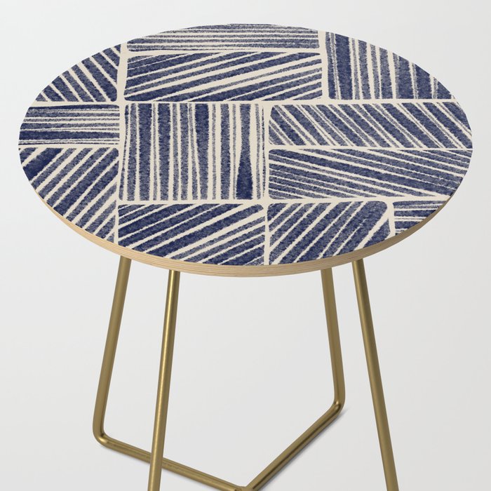 Navy Blue Striped Pattern #3 Side Table Gallery Image 2