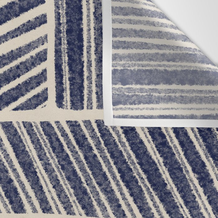 Navy Blue Striped Pattern #3 Wall Tapestry Gallery Image 3