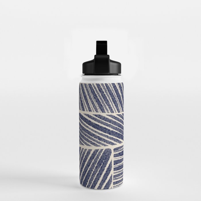 Navy Blue Striped Pattern #3 Water Bottle Gallery Image 2