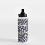 Navy Blue Striped Pattern #3 Water Bottle Gallery Image 2