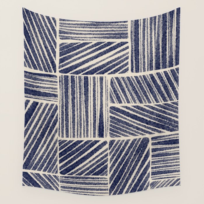 Navy Blue Striped Pattern #3 Wall Tapestry Gallery Image 1