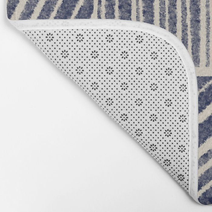 Navy Blue Striped Pattern #3 Bath Mat Gallery Image 2