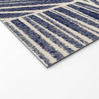 Navy Blue Striped Pattern #3 Welcome Mat Gallery Image 2