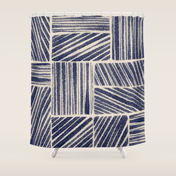 Navy Blue Striped Pattern #3 Shower Curtain Gallery Image 1