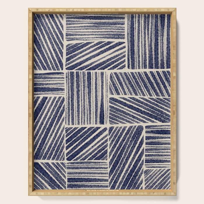 Navy Blue Striped Pattern #3 Serving Tray Gallery Image 1