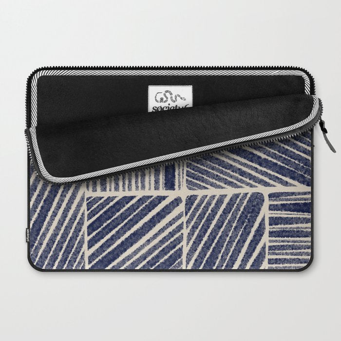 Navy Blue Striped Pattern #3 Laptop Sleeve Gallery Image 2