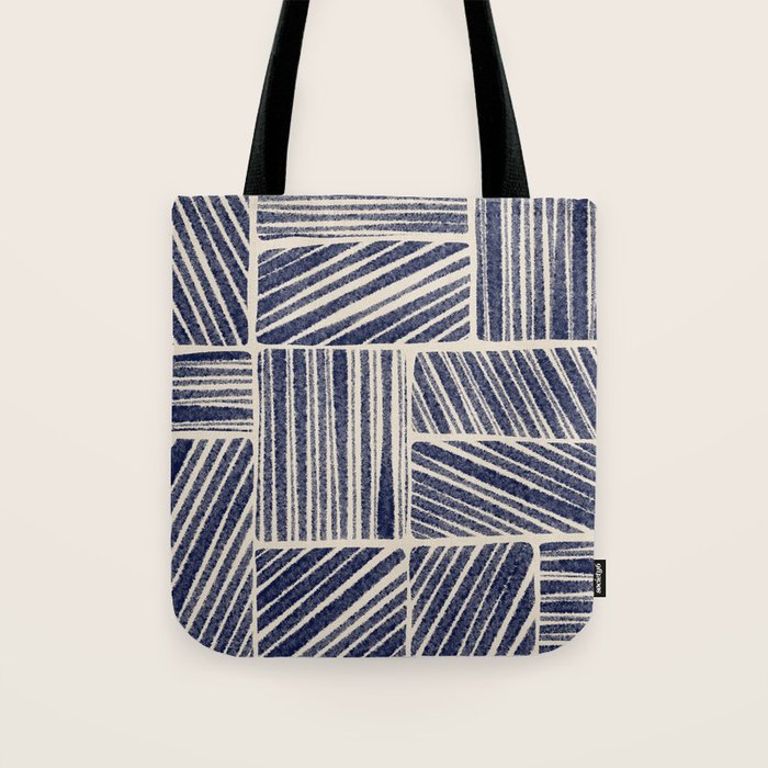 Navy Blue Striped Pattern #3 Tote Bag Gallery Image 1