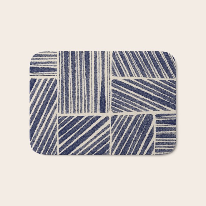 Navy Blue Striped Pattern #3 Bath Mat Gallery Image 1