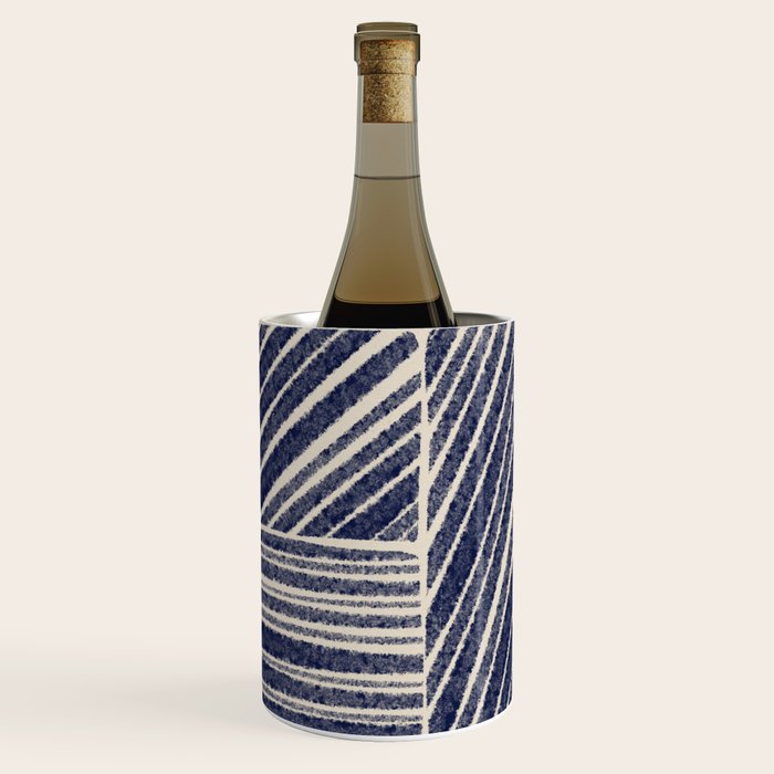 Navy Blue Striped Pattern #3 Wine Chiller Gallery Image 1