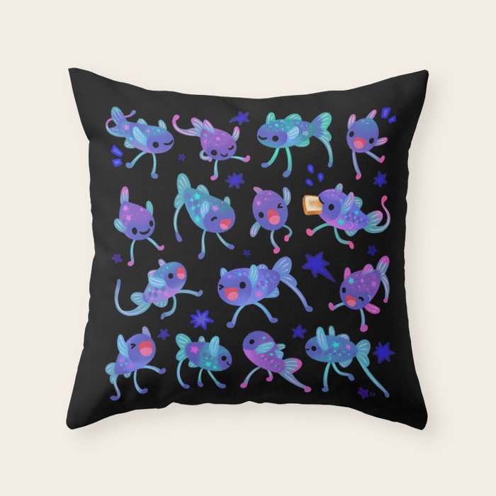 Cheerful tripod fish Throw Pillow Gallery Image 6