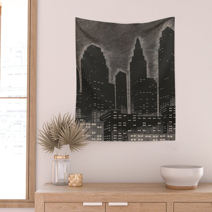 Gothic CityScape Wall Tapestry Gallery Image 2