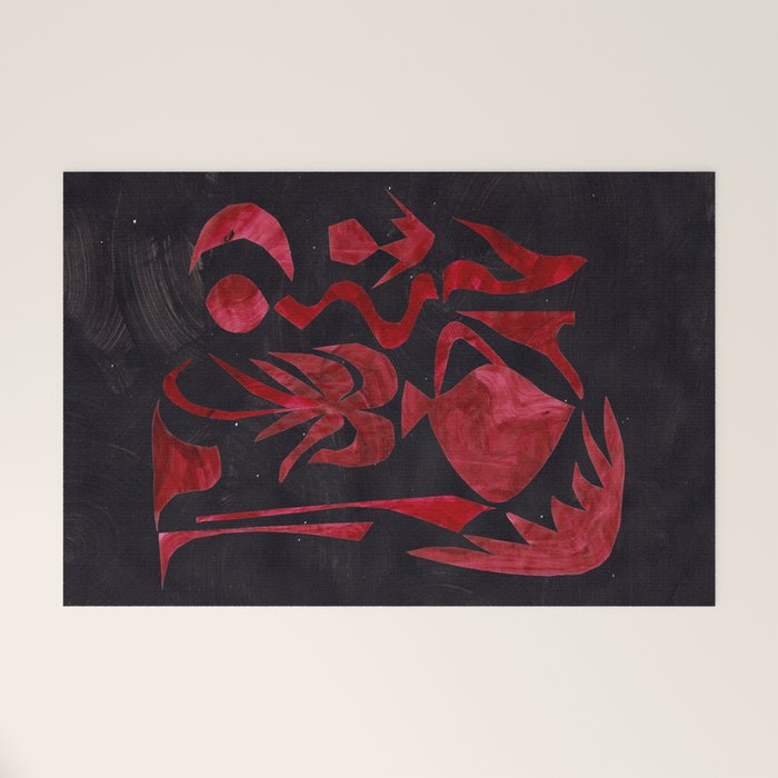 Crimson Dream In Black Welcome Mat Gallery Image 1