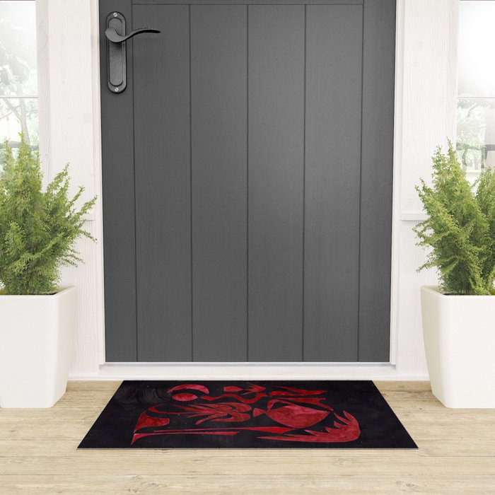 Crimson Dream In Black Welcome Mat Gallery Image 3