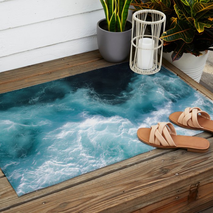 Breaking Waves - Aerial Ocean Print Outdoor Rug Gallery Image 2