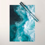 Breaking Waves - Aerial Ocean Print Wrapping Paper Gallery Image 1