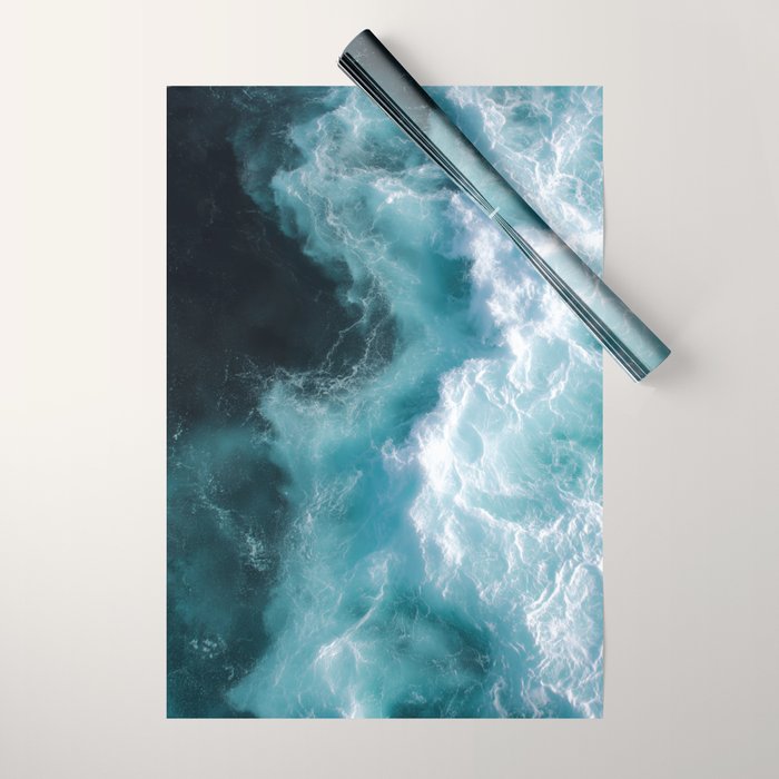 Breaking Waves - Aerial Ocean Print Wrapping Paper Gallery Image 1