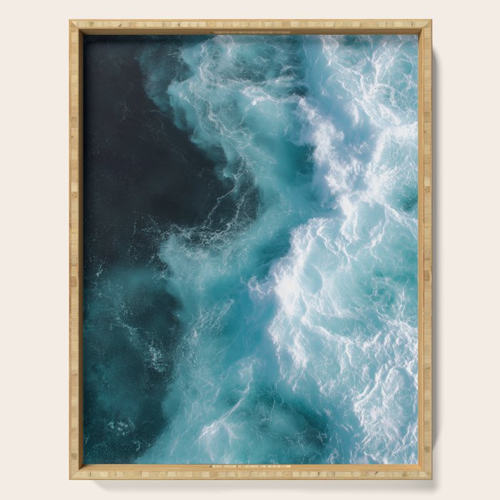 Breaking Waves - Aerial Ocean Print Serving Tray Gallery Image 1