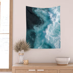 Breaking Waves - Aerial Ocean Print Wall Tapestry Gallery Image 2
