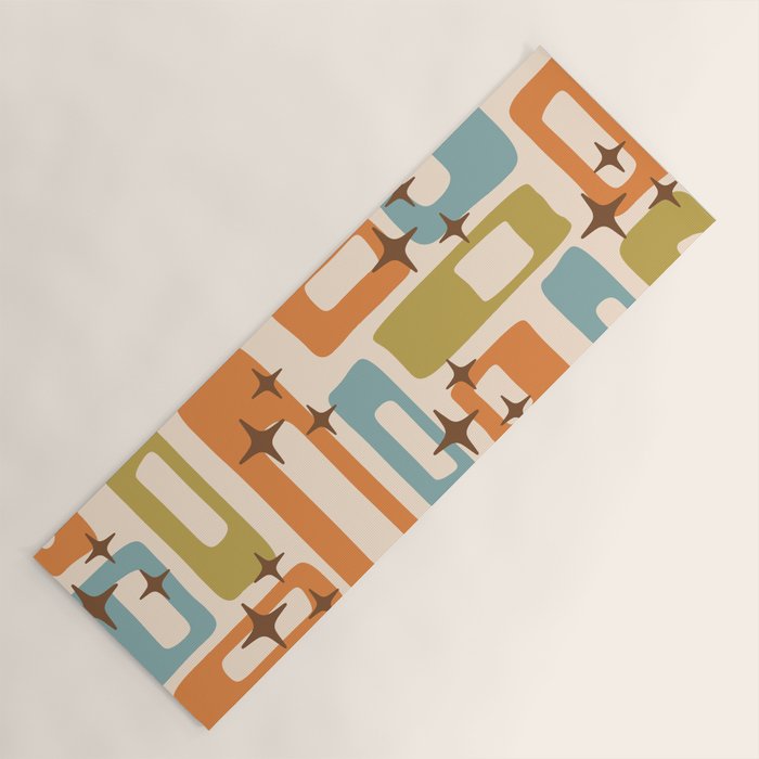 Mid Century Modern Style 922 Orange Green Blue Yoga Mat Gallery Image 1