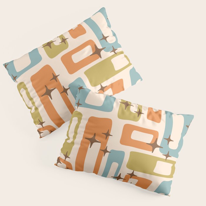 Mid Century Modern Style 922 Orange Green Blue Pillow Sham Gallery Image 3