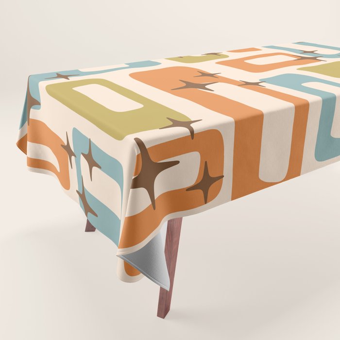 Mid Century Modern Style 922 Orange Green Blue Tablecloth Gallery Image 1
