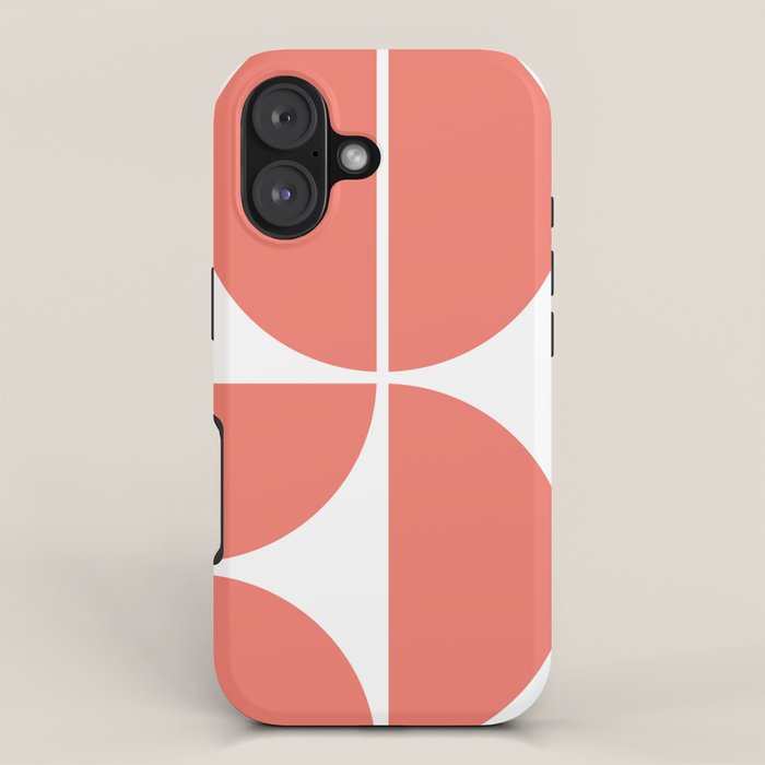 Mid Century Modern Living Coral Square iPhone Case Gallery Image 1