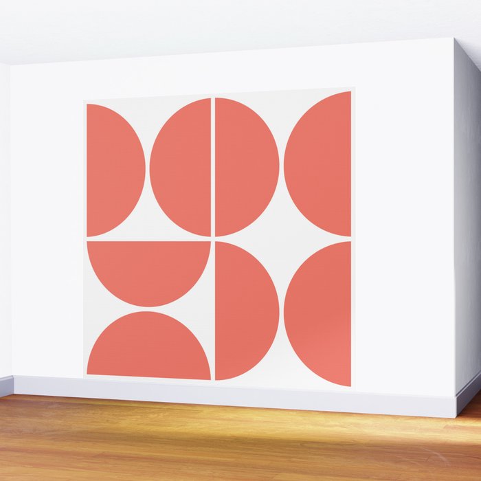 Mid Century Modern Living Coral Square Wall Mural Gallery Image 2