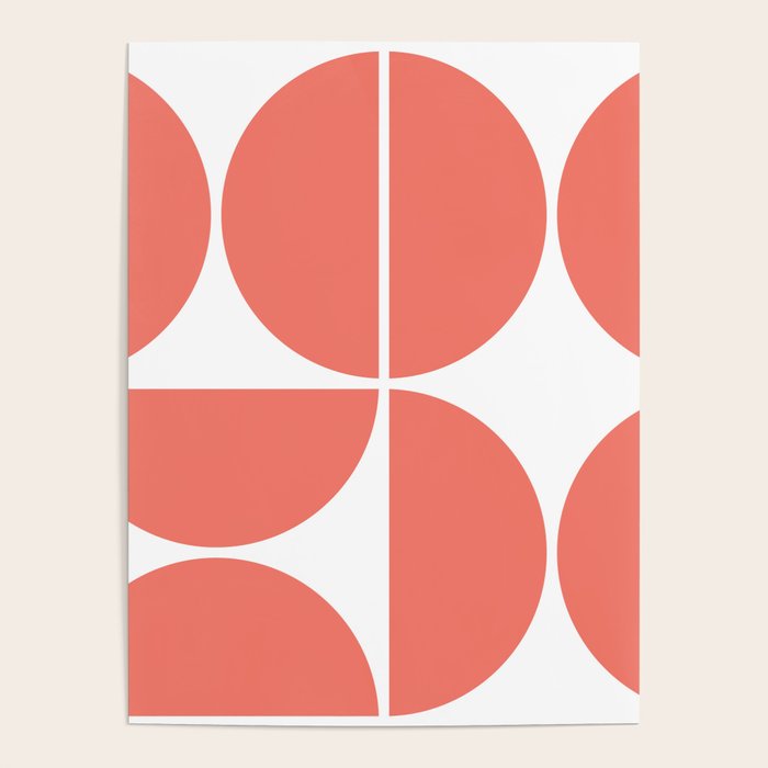 Mid Century Modern Living Coral Square Poster Gallery Image 4