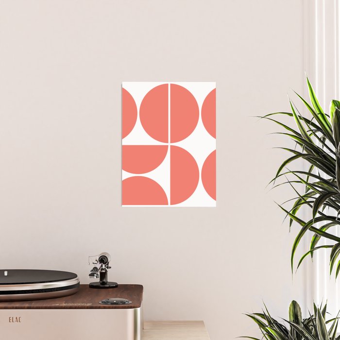 Mid Century Modern Living Coral Square Poster Gallery Image 2