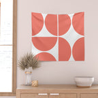 Mid Century Modern Living Coral Square Wall Tapestry Gallery Image 2