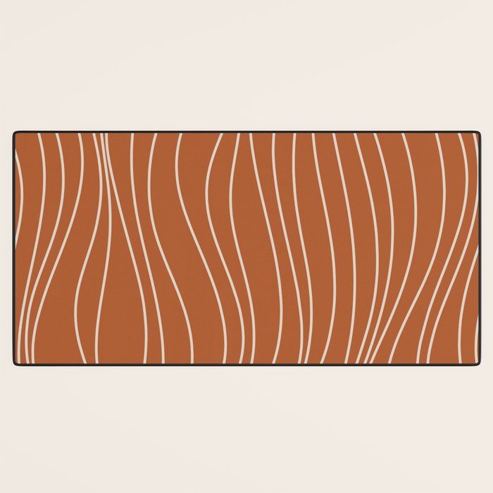 Terra Waves Abstract Minimalist Line Pattern in Clay and Putty Desk Mat Gallery Image 3