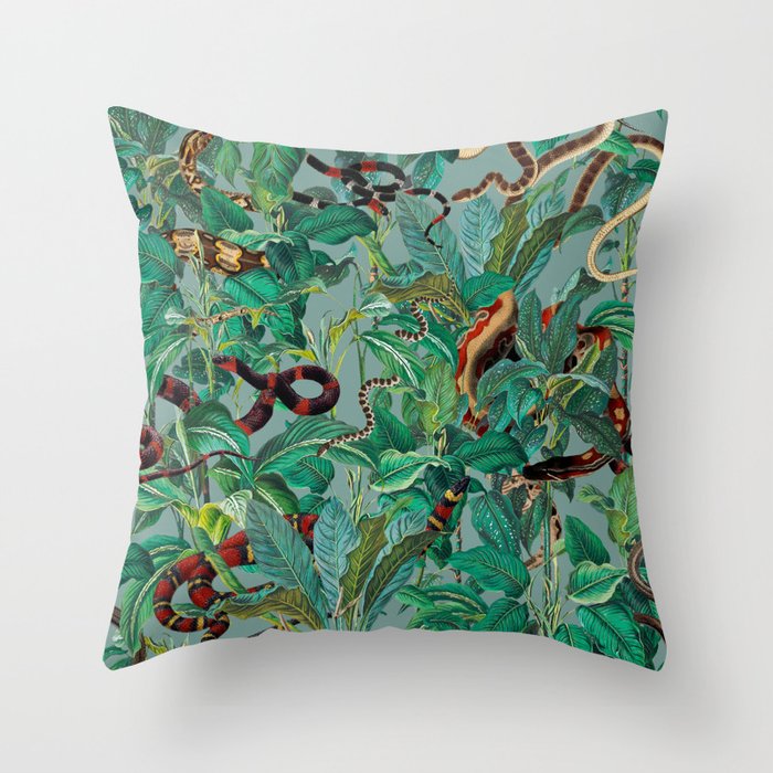Leaf and Snake pattern Throw Pillow Gallery Image 1