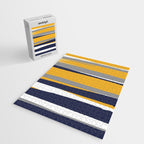 Stripes Abstract, Yellow, Grey, Navy Jigsaw Puzzle Gallery Image 2