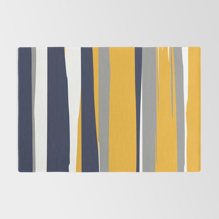 Stripes Abstract, Yellow, Grey, Navy Rug Gallery Image 2